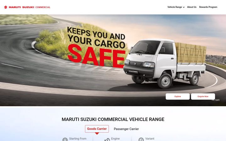 Екранна снимка на marutisuzukicommercial.com