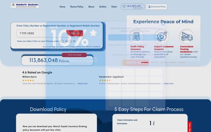 Screenshot of marutisuzukiinsurance.com