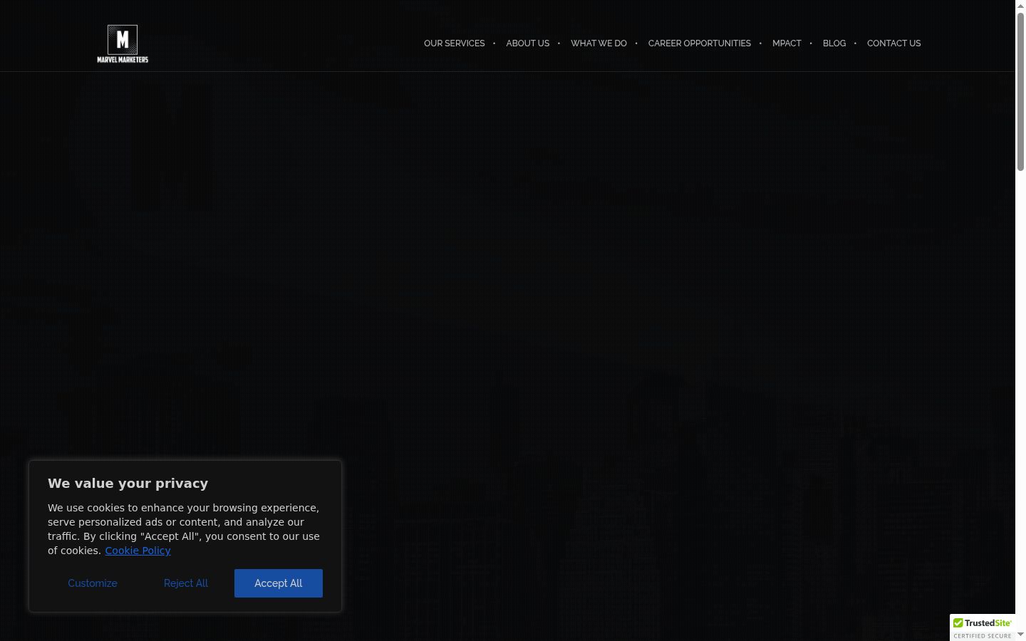 Screenshot of the consent banner shown before any interaction