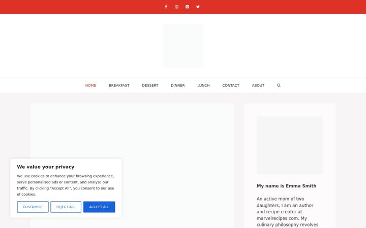 Screenshot of marvelrecipes.com