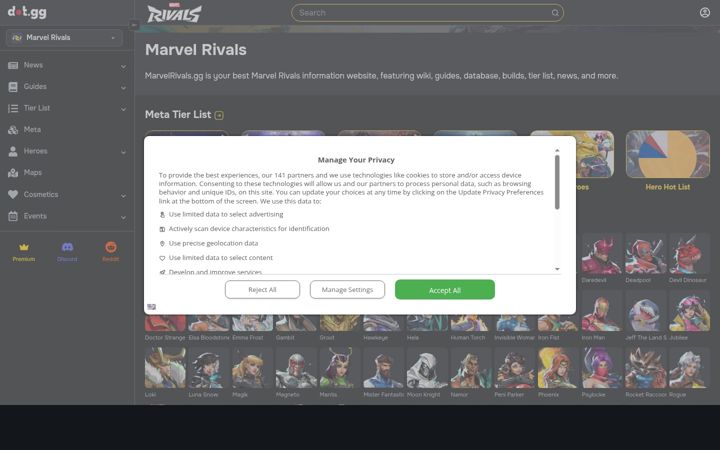 Screenshot of marvelrivals.gg