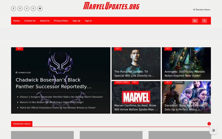 Screenshot of marvelupdates.org