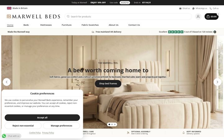 Screenshot of marwellbeds.co.uk