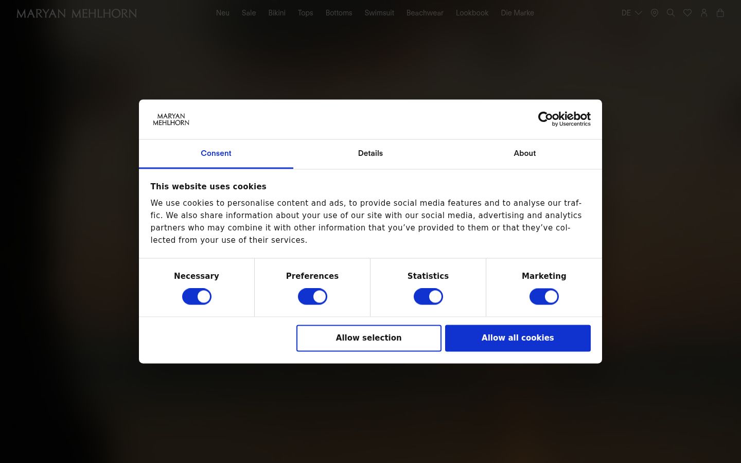 Capture d'écran de la bannière de consentement affichée avant toute interaction