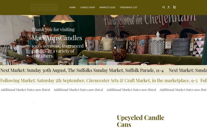 Screenshot of maryannscandles.com