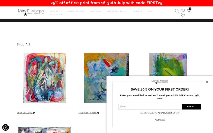 Screenshot of maryemorganart.com