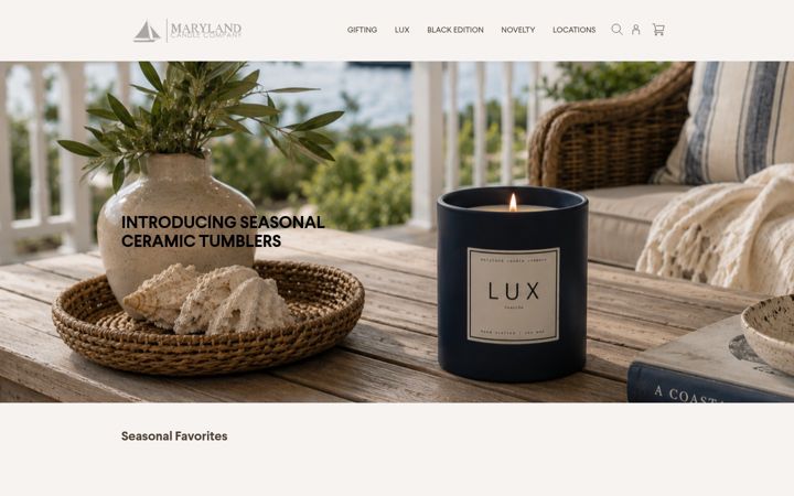 Snimka zaslona za marylandcandlecompany.com