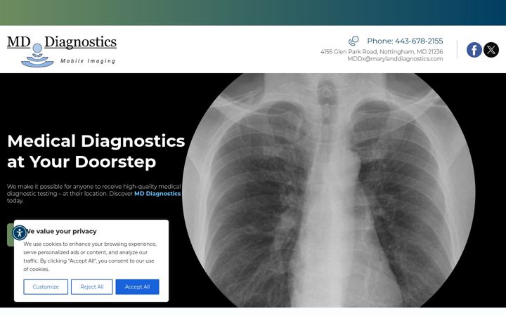 Screenshot of marylanddiagnostics.com
