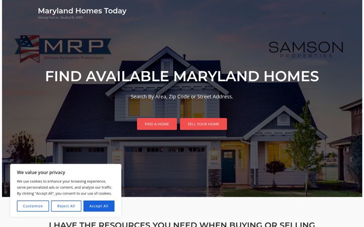Screenshot of marylandhomestoday.com