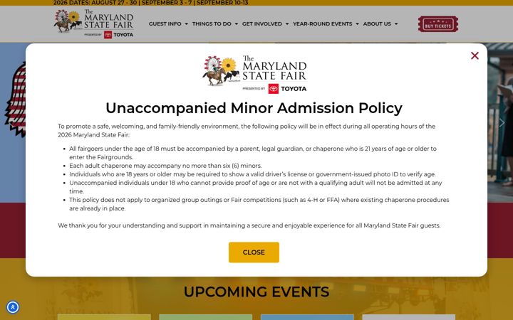 Screenshot of marylandstatefair.com
