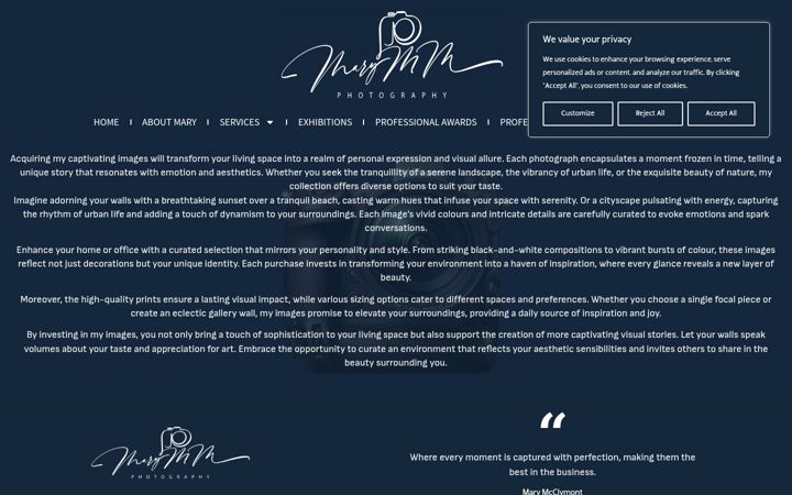 Screenshot of marymmphotography.co.uk