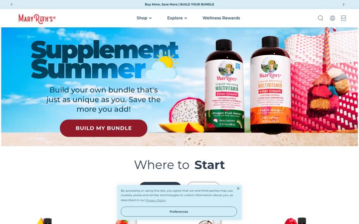 Screenshot of maryruthorganics.com
