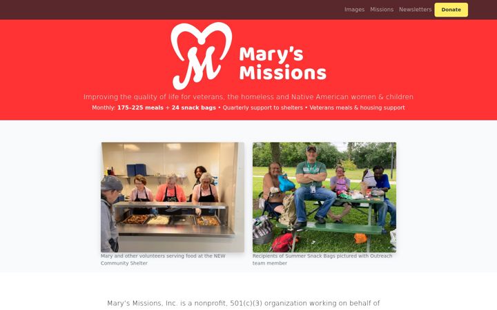 Screenshot of marys3missions.org
