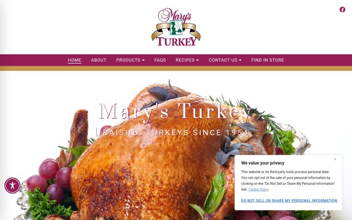 Screenshot of marysturkeys.com