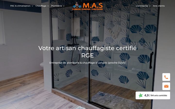 Screenshot of mas-chauffage.fr