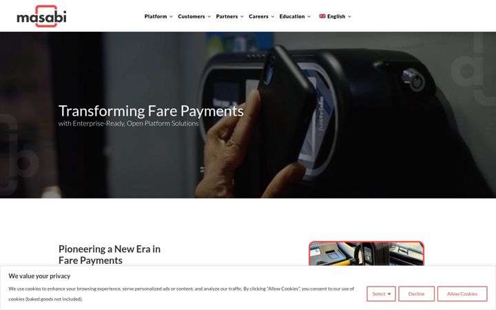 Screenshot of masabi.com