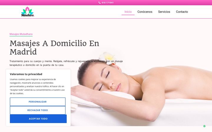 Screenshot of masajesmuladhara.com