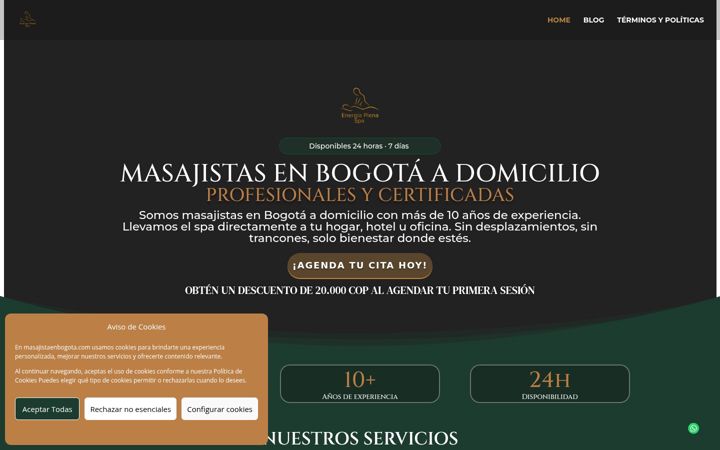 Screenshot of masajistaenbogota.com