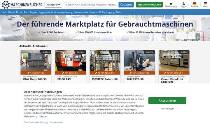 Screenshot of maschinensucher.de