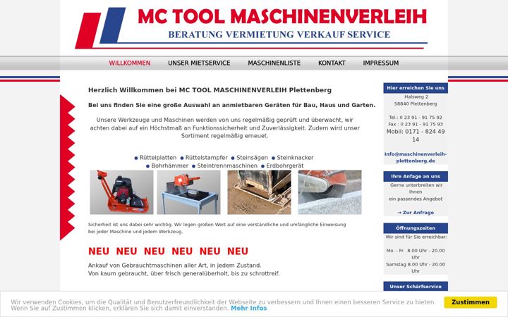 Screenshot of maschinenverleih-plettenberg.de