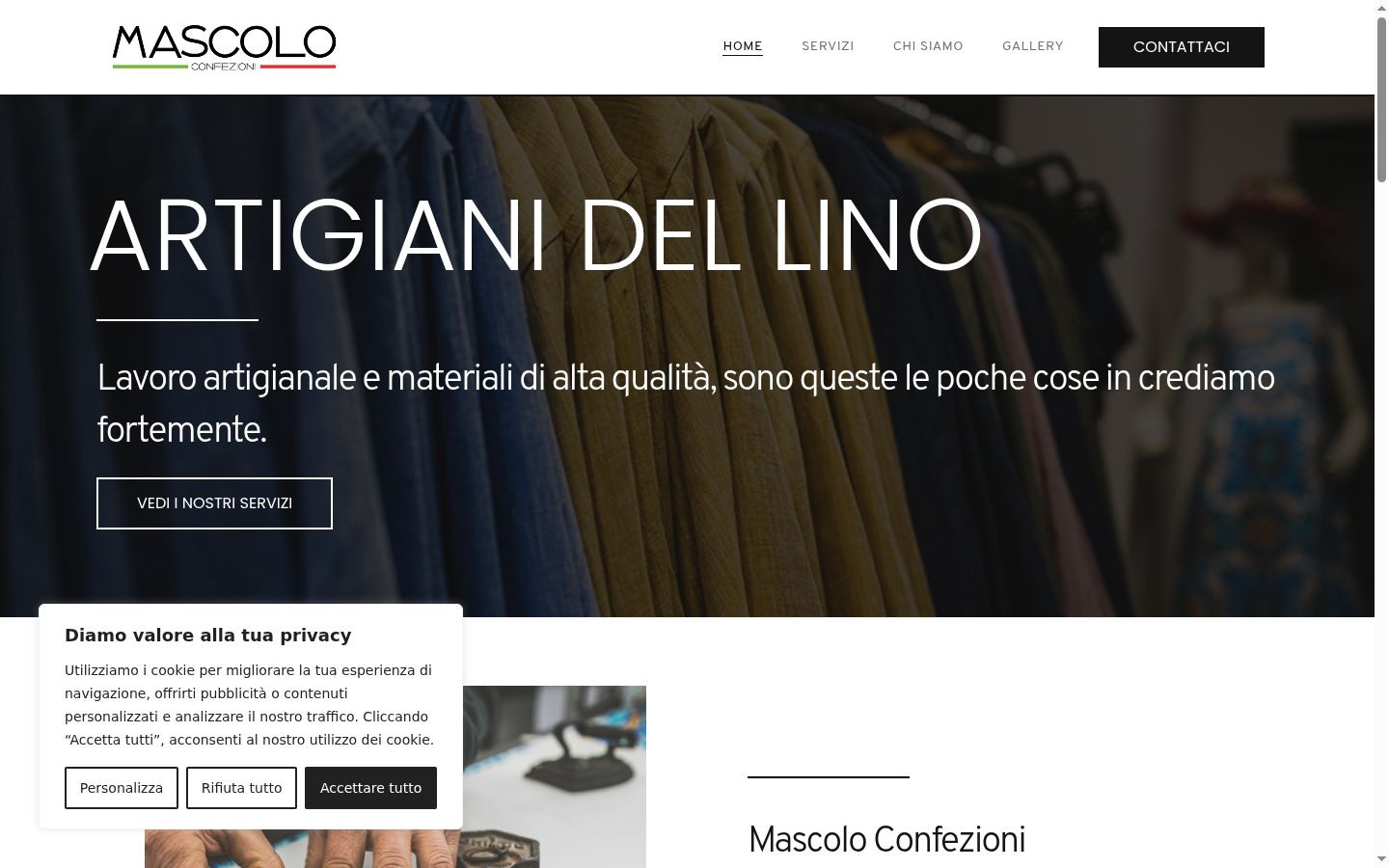 Screenshot del banner di consenso mostrato prima di qualsiasi interazione