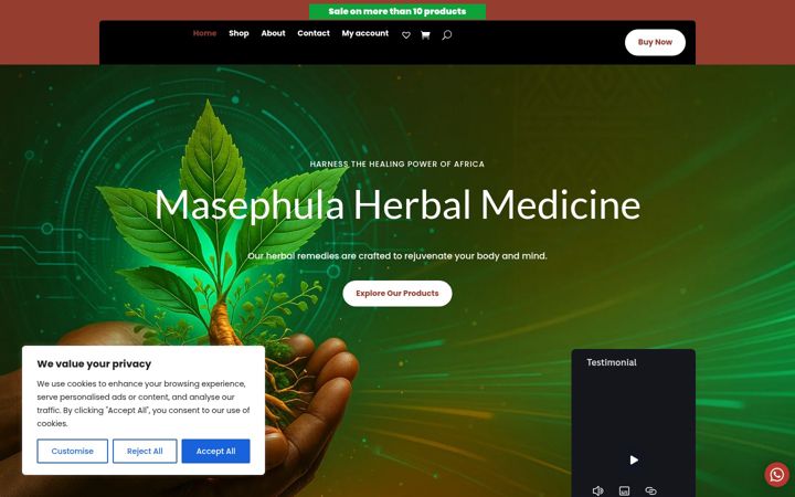 Screenshot of masephulaherbalmedicine.co.za