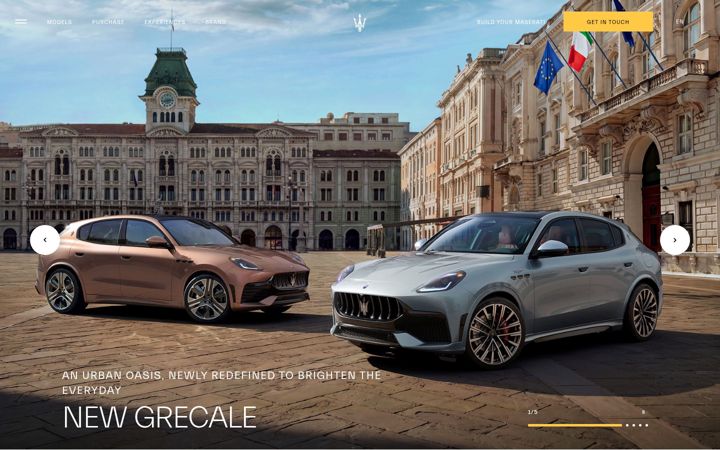 Kuvakaappaus sivustosta maserati.com