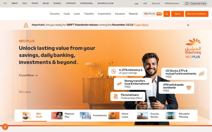 Screenshot of mashreqbank.com