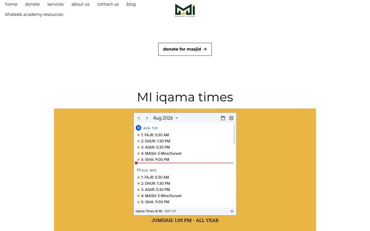 Screenshot of masjidalittehad.com