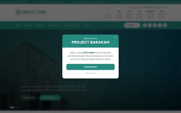 Screenshot of masjidtaha.com