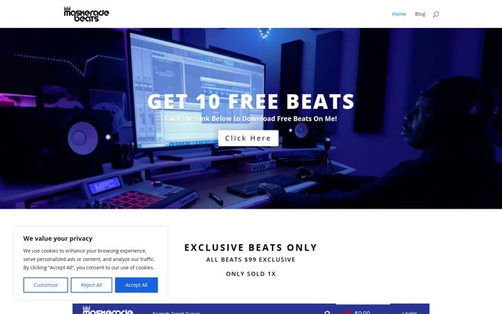 Screenshot of maskeradebeats.com