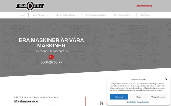 Screenshot of maskincentrum.com