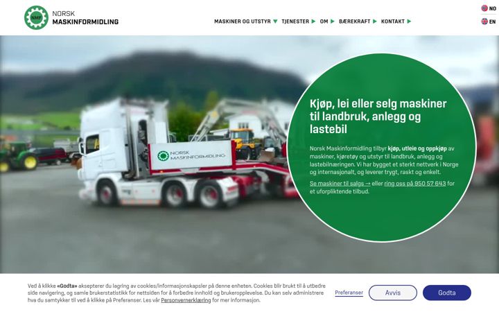 Screenshot of maskinformidling.no