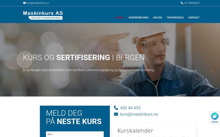 Screenshot of maskinkurs.no