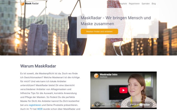 Screenshot van maskradar.de