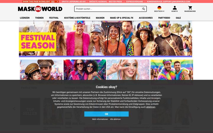 Screenshot of maskworld.com