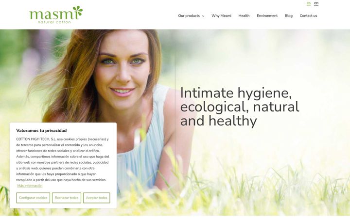 Screenshot of masminaturalcotton.com