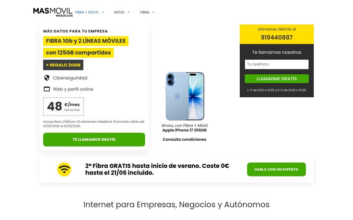 Screenshot of masmovilnegocioempresas.es