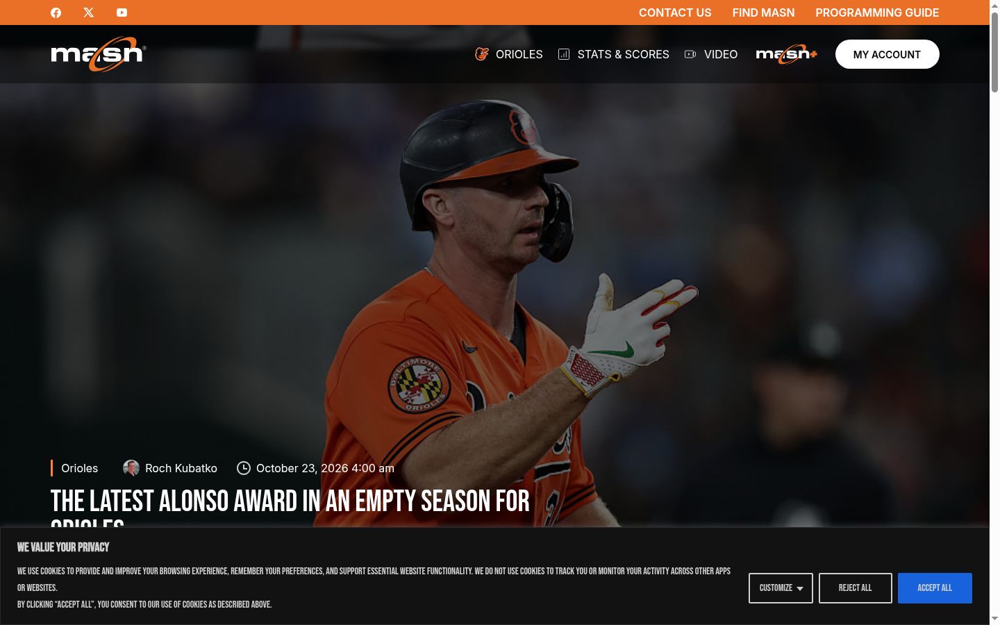 Captura de pantalla del banner de consentimiento mostrado antes de cualquier interacción