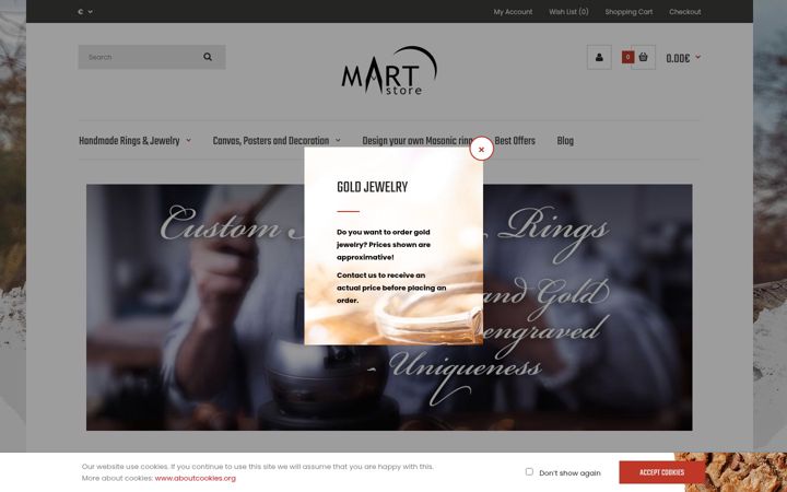 Screenshot of masonartstore.com