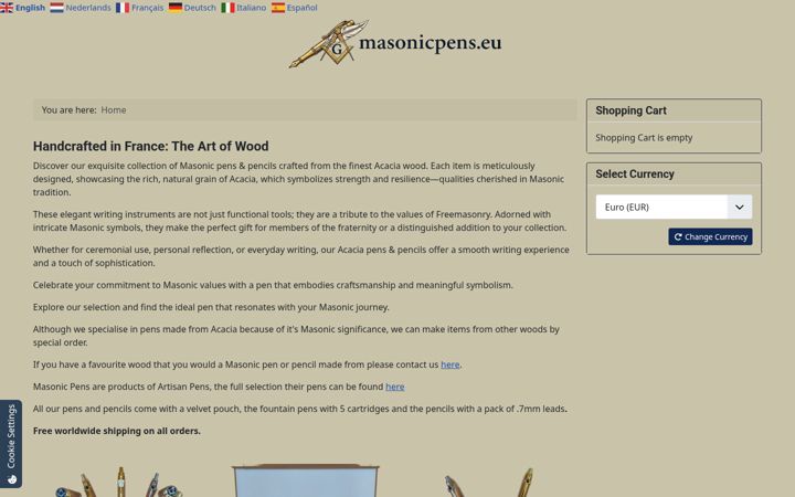 Screenshot of masonicpens.eu