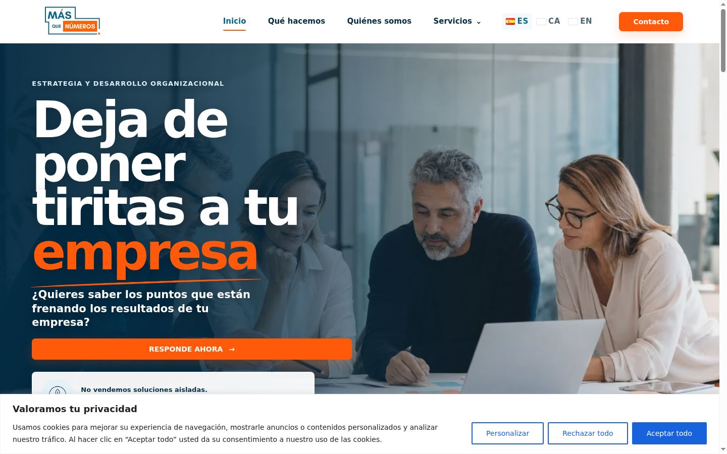 Captura de ecrã do banner de consentimento apresentado antes de qualquer interação