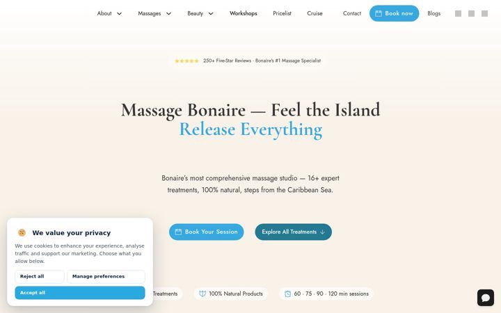 Screenshot of massage-bonaire.com