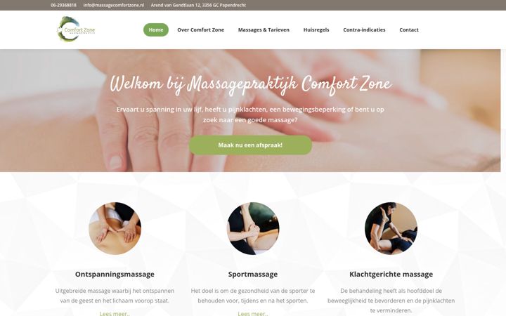 Screenshot of massagecomfortzone.nl