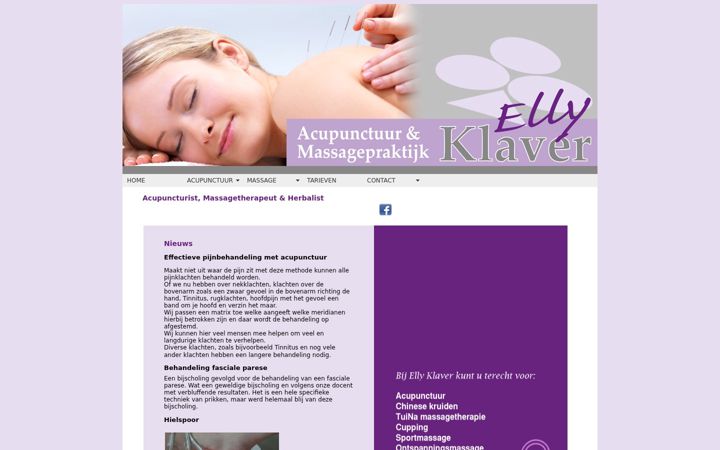 Screenshot of massagepraktijkellyklaver.nl