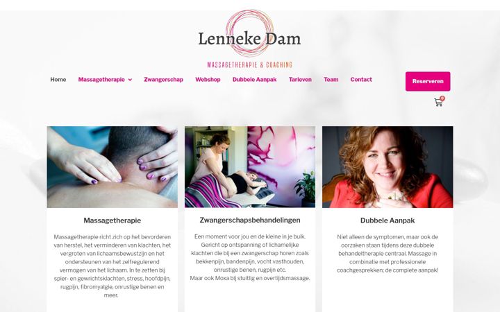 Screenshot of massagepraktijklennekedam.nl