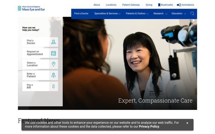 Screenshot of masseyeandear.org