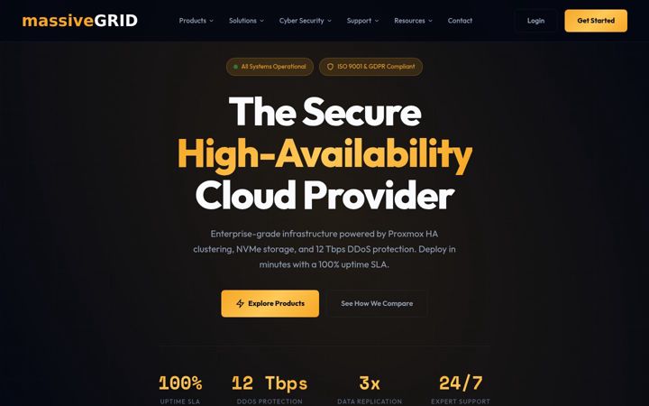 Screenshot von massivegrid.com