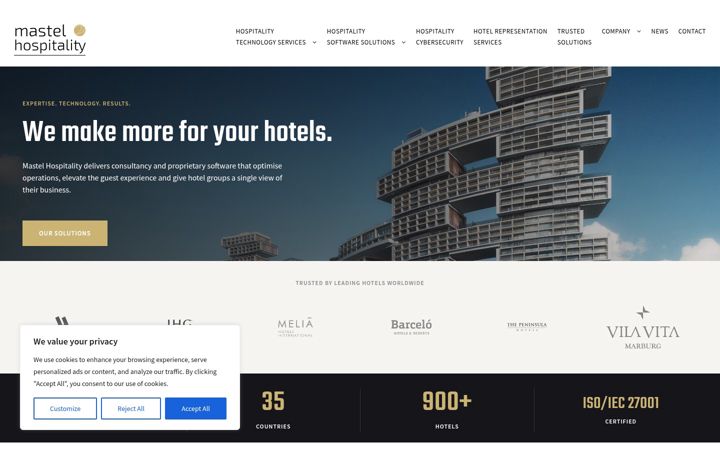 Screenshot of mastelhospitality.com