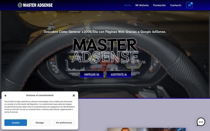 Screenshot of masteradsense.com
